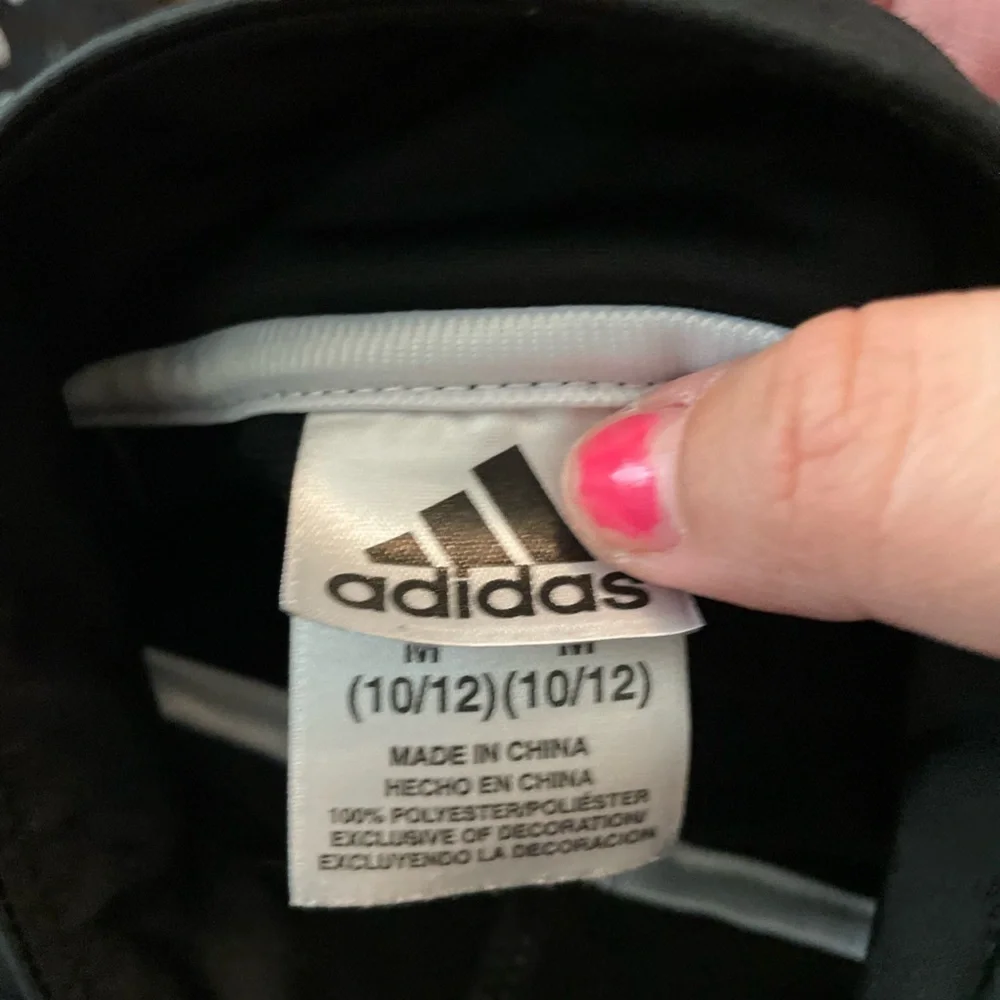 Adidas Black Track Jacket with White Stripes size M 10/12